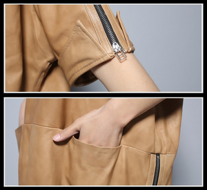 Genuine Sheep Leather Coat Cool Women Leather Jacket Top Grade Lamb Leather Overcoat