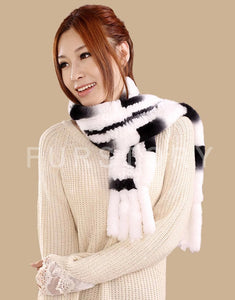 Real REX Rabbit Fur Scarf Rabbit Ball Fur Wrap Cape Shawl Neck Warmer FS15504