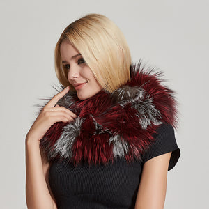 Fur Story FS17502 Women's Infinity Scarf for Winter Fox Fur Scarf Neck Warmer Fur Wrap Shawl