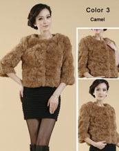 Load image into Gallery viewer, Real Rabbit Fur Coat Short Overcoat Jacket Womens&#39; Top Winter Dress Good Quality Fur Coat Female Fur Story FS13016