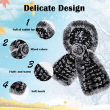 Load image into Gallery viewer, Women&#39;s Rex Rabbit Fur Scarf Ladies Flowers Crochet Winter Warm Knitted Fashion Scarf Scarves for Women