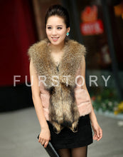 Load image into Gallery viewer, Natural Rabbit Fur Knitter Sweater Long Vest Waistcoat Jacket