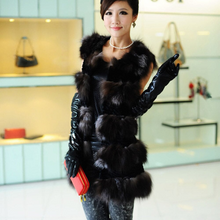 Load image into Gallery viewer, Natural Rabbit Fur and Silver Fox Fur Vest Female Women&#39;s Real Fur Vest
