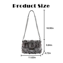 Load image into Gallery viewer, Satchel Bags for Women Fox Fur Satchel Purse Removable Crossbody Strap Shoulder Bag Dark Green FS19809