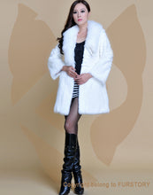 Load image into Gallery viewer, Women&#39;s Long Real Rabbit Fur Coat with Fox Fur Collor Fur Story FS13070