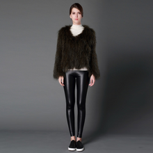 Load image into Gallery viewer, Knitted Natural Raccoon Fur Coat Winter Jacket Overcoat Long Sleeve