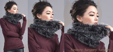 Load image into Gallery viewer, Real Knitted REX Rabbit Fur Scarf Beautiful Long Wrap Cape Shawl Neck Warmer Patches Color Top Quality FS15507