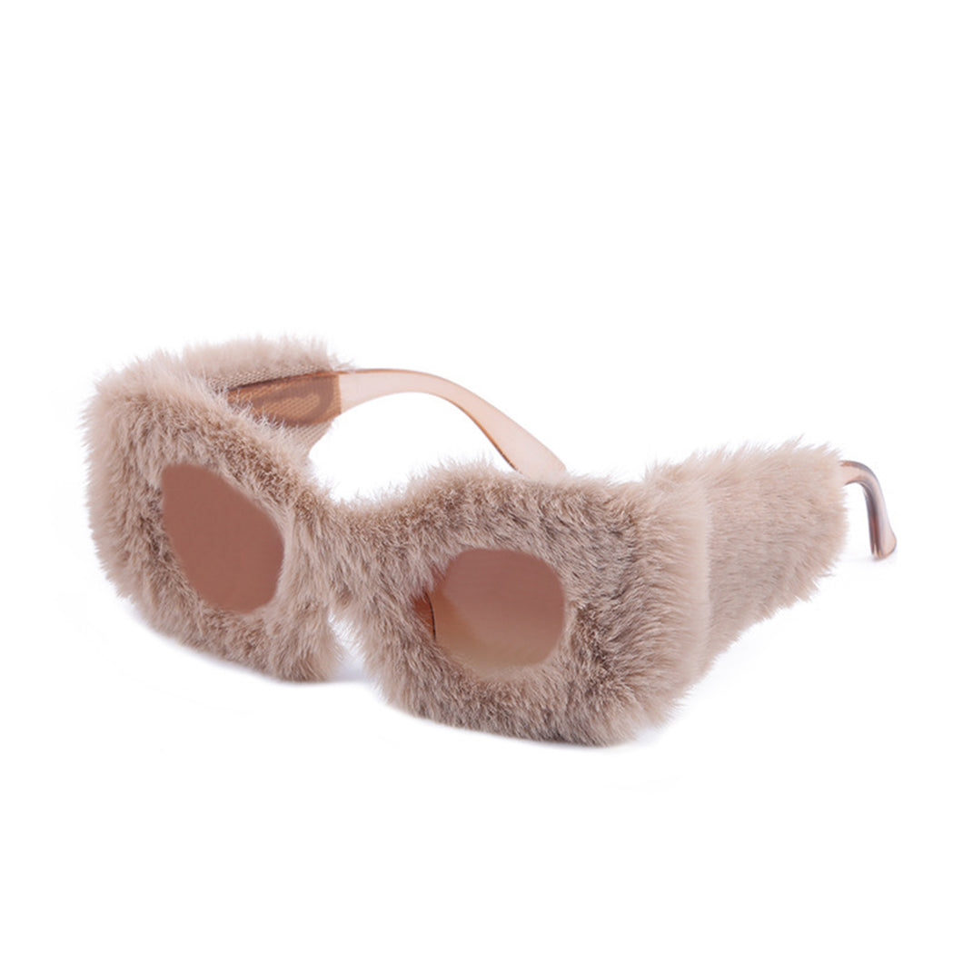 Plush Cat Eye Sunglasses Vintage Soft Fur  Masquerade Cosplay Party Glasses 22812