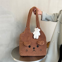 Load image into Gallery viewer, Fluffy Plush Tote Bag for Women Cute Bear Tote Bag 22452