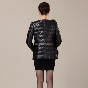 Genuine Leather Coat Down Jacket Real Fox Fur Jacket Winter Overcoat 14130