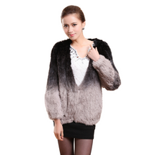 Load image into Gallery viewer, Women&#39;s Rabbit Fur Coat Knitted Gradient Color Natural  Fur Coat Female