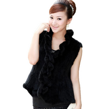 Load image into Gallery viewer, Natural Mink Fur Vest Female Flounce Decoration Placket Design Sleeveless Women&#39;s Mink Vest
