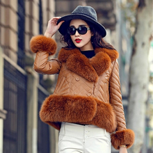 Load image into Gallery viewer, Genuine Leather Jacket Coat for Women Winter with Natural Fox Fur Collar and Trim