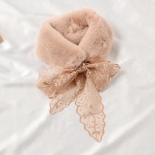 Load image into Gallery viewer, Women’s winter Thick Warm Lace Streamer Plush Scarf 22516