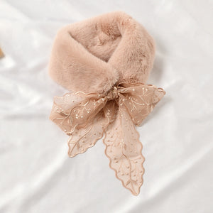 Women’s winter Thick Warm Lace Streamer Plush Scarf 22516