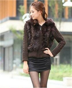 Women's Coats Fur Coats Real Knit Rabbit Fur Big Hood Thick Sweater Coats 010102