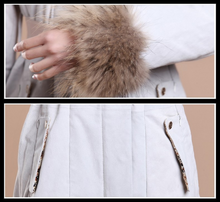 Load image into Gallery viewer, Winter Pig Leather Suede Windbreak with Natural Raccoon Fur Hood Slim Waist Women&#39;s Coats