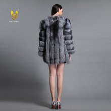 Load image into Gallery viewer, Natural Fox Fur Coat Luxury Fur Overcoat Garment Jacket Large Size O-Neck