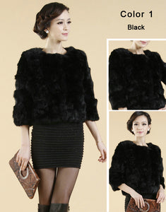 Real Rabbit Fur Coat Short Overcoat Jacket Womens' Top Winter Dress Good Quality Fur Coat Female Fur Story FS13016