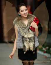 Load image into Gallery viewer, Natural Rabbit Fur Knitter Sweater Long Vest Waistcoat Jacket