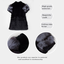 Load image into Gallery viewer, Women&#39;s Genuine Rabbit Fur Coat with Fox Fur Cuffs Warm Winter Coat 17215