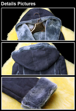 Load image into Gallery viewer, Women&#39;s Natural Long Lamb Fur Coat Double Faced Fur Coat with Fur Hood