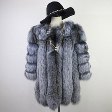 Load image into Gallery viewer, Natural Fox Fur Coat Luxury Fur Overcoat Garment Jacket Large Size O-Neck