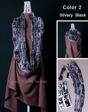 Load image into Gallery viewer, Real REX Rabbit Fur Scarf Rabbit Ball Fur Wrap Cape Shawl Neck Warmer FS15501