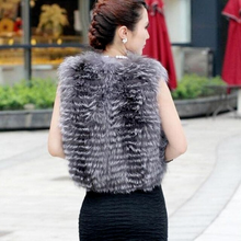 Load image into Gallery viewer, Real Silver Fox Fur Vest Whole Fur In Front  Waistcoat Jacket