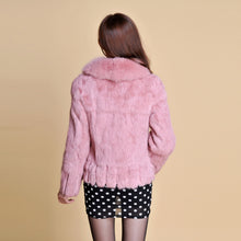 Load image into Gallery viewer, Women' Real Rabbit Fur Jacket with Real Fox Fur Collar Real Fur Jacket Coat 010119