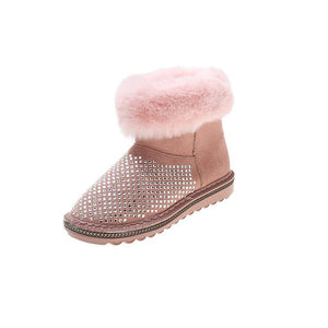 Winter Rhinestone Suede Plush Fur Warm Snow Boots For Women 22S26