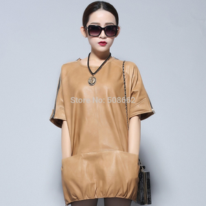 Genuine Sheep Leather Coat Cool Women Leather Jacket Top Grade Lamb Leather Overcoat