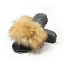 Load image into Gallery viewer, Fur Story FS19S10 Women&#39;s Faux Fur Slides for Outdoor Furry Slide Sandals Fur Slippers