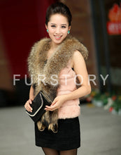 Load image into Gallery viewer, Natural Rabbit Fur Knitter Sweater Long Vest Waistcoat Jacket