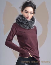 Load image into Gallery viewer, Real Knitted REX Rabbit Fur Scarf Beautiful Long Wrap Cape Shawl Neck Warmer Patches Color Top Quality FS15507