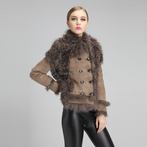 Natural Sheep Fur Coat Double Faced Overcoat Lamb Leather with Fur Women Dress