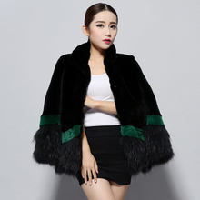 Load image into Gallery viewer, Natural Rex Rabbit Fur Coat Real Raccoon Fur Trim Sleeve Cuff Jacket  Thick Fur Overcoat