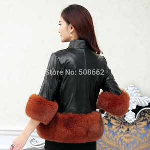 Winter Warm New Big Fox Fur Coat Top Grade Genuine Leather Jacket