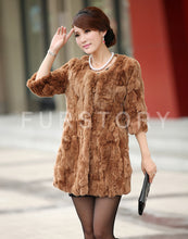 Load image into Gallery viewer, Women&#39;s  Real Rex Rabbit Fur Coat  Bright color Natural Fur Coat Female 13013