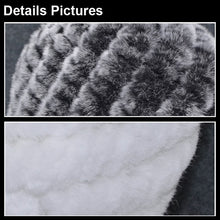 Load image into Gallery viewer, Women Knitted Real REX Rabbit Fur Hat Skullies Beanie Headgear 060108