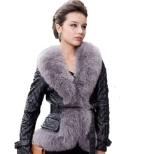 Load image into Gallery viewer, Genuine Leather Coat Jacket Real Fox Fur Collar Trim Thick Jacket Winter Overcoat Garment