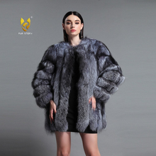 Load image into Gallery viewer, Natural Fox Fur Coat Luxury Fur Overcoat Garment Jacket Large Size O-Neck