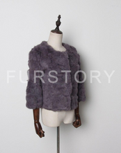 Load image into Gallery viewer, Real Rabbit Fur Coat Short Overcoat Jacket Womens&#39; Top Winter Dress Good Quality Fur Coat Female Fur Story FS13016