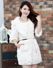 Load image into Gallery viewer, Women&#39;s  Real Rex Rabbit Fur Coat  Bright color Natural Fur Coat Female 13013