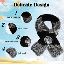 Load image into Gallery viewer, Women&#39;s Rex Rabbit Fur Scarf Ladies Flowers Crochet Winter Warm Knitted Fashion Scarf Scarves for Women