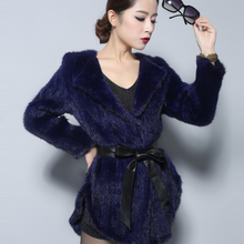 Load image into Gallery viewer, Natural Mink Fur Knitting Coat  Jacket Overcoat Long Length Version Outerwear Full Sleeve