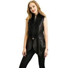 Load image into Gallery viewer, UE FS18224 Genuine Lamb Leather Vest with Fox fur Collar