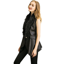 Load image into Gallery viewer, UE FS18224 Genuine Lamb Leather Vest with Fox fur Collar